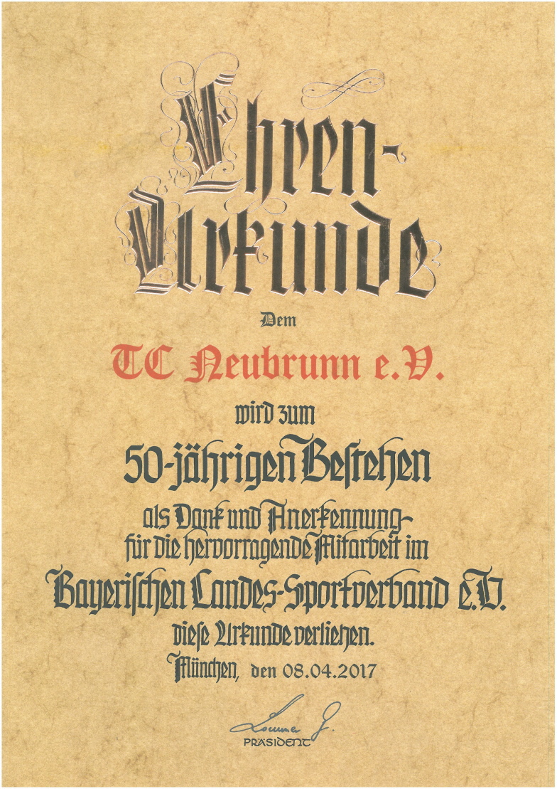 Ehrenurkunde BLSV Ehrenurkunde BLSV